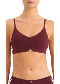 Bralette adidas Sportswear "Sport Active Essentials Cotton 3 Stripes", Damen, Gr. XS, N-Gr, braun (531, rot), Single Jersey, Obermaterial: 95% Baumwolle, 5% Elasthan, BHs Bralette, gepolsterte Cups, Cotton-Mix
