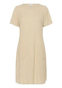 Midikleid Kaffe "Damen Kleid KAmilia", Damen, Gr. 44, N-Gr, beige (feather gray), Obermaterial: 70% Viskose CV. 30% Leinen LI., Kleider Midikleid