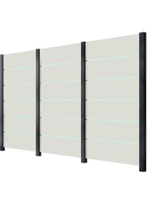 Zaun STAKET PRO, grau (anthrazit), Pfosten: 4 Stk., Aluminium, Glas, Zaunelemente, Zaun, Glaszaun, Gesamtl&auml;nge: 3,284 m, 4 Pfosten