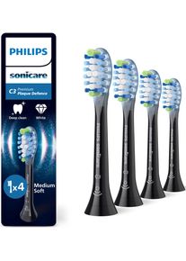 Aufsteckb&uuml;rsten PHILIPS SONICARE "C3 Premium Plaque Defence", schwarz, Zahnb&uuml;rstenk&ouml;pfe, 4 Stk., Aufsteckb&uuml;rsten, f&uuml;r extra gr&uuml;ndliche Plaque-Entfernung, f&uuml;r jedes Sonicare Handst&uuml;ck