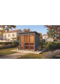 Saunahaus Weka "Kaapi 2", braun (gr&uuml;ngrau), Bio-Kombiofen, externe Steuerung, 9 kW, Saunen, Saunahaus, verschiedene Varianten
