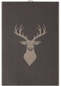 Geschirrtuch Ross "Hirsch 3er-Pack", grau (anthrazit, beige), B:18cm H:4cm L:27cm T:4cm, 100% Baumwolle, Geschirrt&uuml;cher, Geschirrtuch