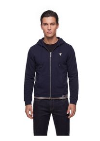 Kapuzensweatjacke Guess, Herren, Gr. M, smart blau, Sweatware, Obermaterial: 64% Baumwolle, 36% Polyester, unifarben, regular fit normal, Rundhals, B&uuml;ndchen, Sweatjacken Kapuzensweatjacke, Kapuze mit Kordelzug, Regular Fit, Baumwoll-Mix