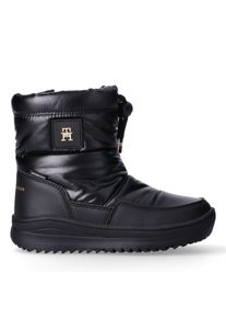 Winterboots Tommy Hilfiger, M&auml;dchen, Gr. 39, w&auml;rmend, schwarz, Lederimitat, Textil, Basic, Schuhe Winterboots, Moonboots, Snowboots mit praktischem Schnellverschluss