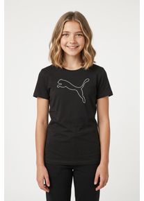 T-Shirt Puma "TAD ESS CAT LOGO TEE G", M&auml;dchen, Gr. 164, schwarz (Puma schwarz), Jersey, Obermaterial: 92% Polyester, 8% Elasthan, bedruckt, regular fit normal, Rundhals, Shirts T-Shirt, mit Rundhalsausschnitt, kurz&auml;rmelig, sportlich