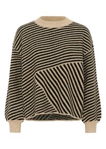 Strickpullover Kaffe "Damen Strickpullover KAverana", Damen, Gr. XL, beige (feather gray melange, schwarz), Obermaterial: 46% Polyacryl PAN. 45% Nylon NY. 5% Wolle mw. 4% Elasthan EL., Pullover Strickpullover