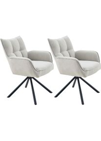 Esszimmerstuhl OTTO HOME "GEORGIA, 2er-Set, in Massivholz und Metallgestell erh&auml;ltlich", beige, schwarz, beige, B:61cm H:89cm T:61cm, Metall, Polyester, Stoff, St&uuml;hle, Esszimmerstuhl, 360 drehbar mit Auto Return, Federkorb, Armlehnen, 120kg belastbar