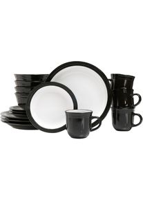 Kombiservice Retsch Arzberg "Geschirr-Set, Service CAMDEN", schwarz (schwarz, wei&szlig;), 16 Stk., Steinzeug, Geschirr-Sets, Kombiservice, rustikaler Landhaus-Charm, 16 Teile, f&uuml;r 4 Personen