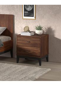 Nachtkonsole Vipack "Ilyas, mit gradlinigem Design und praktischem Stauraum", braun (nussbaum dekor), B:50cm H:53cm T:45cm, Sideboards, Nachtkonsole, pflegeleichte Melamin Oberfl&auml;che in Nussbaum Dekor