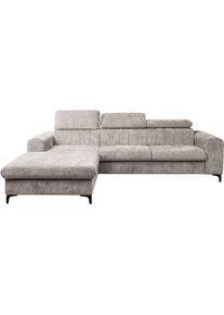Ecksofa WERK2 "Foster inkl. Schlaffunktion & Bettkasten, bodenfrei, Chenille, bequem", beige (creme), B:264cm H:95cm T:192cm, 100% Polyester, Sofas, Ecksofa, 3 verstellbare Kopfst&uuml;tzen & Pfeifensteppung im Retro-Look, L-Form