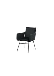 Esszimmerstuhl VENTURE HOME "Petra, gepolsterter Esszimmerstuhl in elegantem Schwarz-Samt, 200 kg", schwarz (schwarz, schwarz, schwarz), B:57cm H:87cm T:60cm, Polyester, Polyurethan, Sperrholz, Stahl, St&uuml;hle, Esszimmerstuhl, Polsterstuhl, weicher Bezug, schwarze Stahlbeine, nordisch