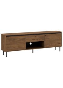 M&Ouml;BELIX M&ouml;belix , Schwarz, Nussbaumfarben , Holzwerkstoff , 2 F&auml;cher , 1 Schublade(n) Schubladen , 177x61x40 cm ,