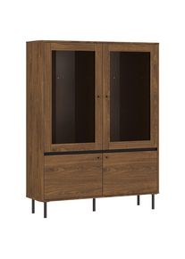 M&Ouml;BELIX M&ouml;belix , Schwarz, Nussbaumfarben , Glas, Holzwerkstoff , 6 F&auml;cher , 120x160x40 cm ,