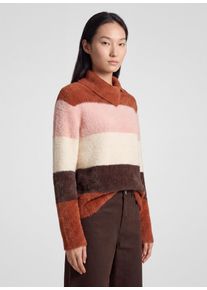 Strickpullover Rabe, Damen, Gr. 38, mokka, Web, Obermaterial: 81% Polyamid, 19% Baumwolle, normal h&uuml;ftbedeckend, Rundhals, abgesteppte Kante, Pullover Strickpullover, im Colorblocking-Style