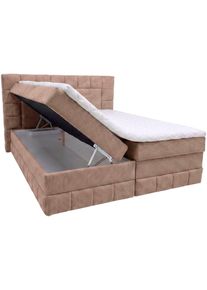 Boxbett OTTO HOME "PHILIPPA, Polsterbett mit Bettkasten, mit Taschenfederkernmatratze H3", cappuccino, B:155cm L:210cm, Holz teilmassiv, Holzwerkstoff, Spanplatte, Komplettbetten, Boxbett, inkl. Kaltschaum-Topper, in verschiedenen Farben erh&auml;ltlich