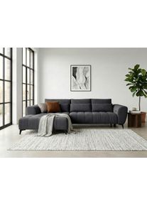 Ecksofa WERK2 "Garay inkl. elektr. Sitztiefenverstellung, bodenfrei, viel Platz", grau (anthrazit), B:287cm H:64cm T:220cm, 92% Polyester, 8% Nylon, Sofas, Ecksofa, Luxus-Microfaser, L-Form, XXL, elektrische Sitztiefenverstellung