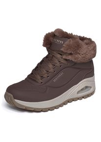 Winterboots Skechers "UNO RUGGED-", Damen, Gr. 37, Warmfutter, braun (dunkelbraun), Lederimitat, Schuhe Winterboots, Winterstiefelette, High-Top-Sneaker mit SkechAir Luftkissensohle