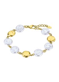 Armband Lotus "Urban Woman", gold (gelbgoldfarben, perlmuttfarben), Armb&auml;nder, Damen, 20,5cm, Edelstahl Perlen, Edelstahl, Perlen, Armband, mit Glasperle