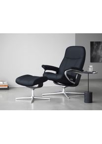 Relaxsessel stressless "Consul", blau (shadow blau paloma), B:78cm H:97cm T:70cm, Leder PALOMA: PALOMA ist ein durchgef&auml;rbtes Semianilin-M&ouml;belleder mit nat&uuml;rlicher Narbung., Sessel, Relaxsessel, mit Cross Base, Gr&ouml;&szlig;e S, M & L, Holzakzent Schwarz