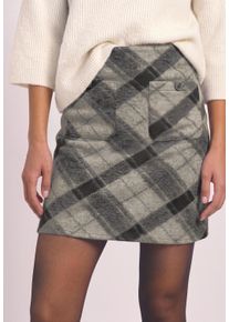 Minirock Street One, Damen, Gr. 42, grau (sanded amber), Strick, Obermaterial: 90% Polyester, 10% Viskose. Futter: 100% Viskose, kariert, k&ouml;rpernah kniefrei, R&ouml;cke Minirock, Knielanger Rock mit Patch-Pockets / Karo-Muster