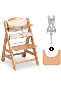 Hochstuhl hauck "Beta+", Kinder, Gr. B/H/T: 48cm x 79cm x 58cm, beige (natural, natur), Kunststoff, Massivholz, Polyester, Stahl, St&uuml;hle Hochstuhl, mit Holzr&auml;dern