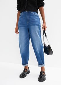 Loose-fit-Jeans bonprix, Damen, Gr. 50, N-Gr, blau denim (l&auml;nge: regul&auml;r), Obermaterial: 98% Baumwolle, 2% Elasthan, loose fit, Jeans Loose-fit-Jeans, Loose Fit, Barrel Jeans Schnitt, 5-Pocket-Style, mit Elasthan-Anteil