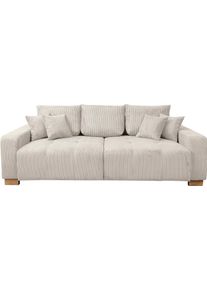 Big-Sofa WERK2 "Rimini 240 cm breit Cord XXL Couch mit gro&szlig;er Sitztiefe, 4-Sitzer", beige, B:240cm H:87cm T:115cm, 90% Polyester, 10% Nylon, Sofas, Big-Sofa, Megasofa mit 4 Sitzpl&auml;tzen, losen R&uuml;ckenkissen & Zierkissen
