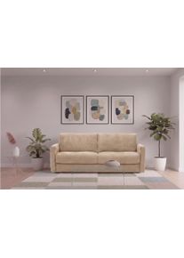 Schlafsofa Egoitaliano "Moby Designsofa, Loungesofa mit Dauerschlaffunktion", beige, B:186cm H:85cm T:96cm, 100% Polyester, Sofas, Schlafsofa, Made in Italy, Luxus-Microfaser & hoher Liegekomfort, 140x190 cm