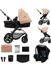 Kombi-Kinderwagen Kinderkraft "MOOV 2 3IN1", Baby, rosa (sandbeige), Stahl, Kinderwagen Kombi-Kinderwagen, mit EVA-R&auml;dern