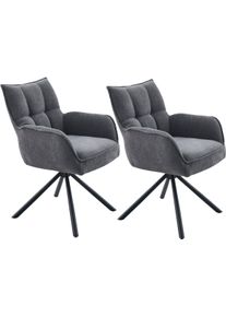 Esszimmerstuhl OTTO HOME "GEORGIA, 2er-Set, in Massivholz und Metallgestell erh&auml;ltlich", anthrazit, schwarz, anthrazit, B:61cm H:89cm T:61cm, Metall, Polyester, Stoff, St&uuml;hle, Esszimmerstuhl, 360 drehbar mit Auto Return, Federkorb, Armlehnen, 120kg belastbar