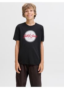 Jack & Jones T-Shirt JACK & JONES JUNIOR "JJURBAN TEE SS CREW NECK JNR", Jungen, Gr. 140, schwarz, Single Jersey, Obermaterial: 100% Baumwolle, bedruckt, unifarben, regular fit h&uuml;ftbedeckend, Rundhals, Shirts T-Shirt
