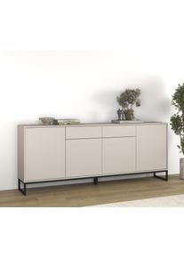 Sideboard OTTO HOME "Olbia, Breite 208,5 cm, grifflose Kommode 4 T&uuml;ren/2 Schubk&auml;sten.", kaschmir, B:208,5cm H:83,5cm T:36,5cm, Holzwerkstoff, Melamin, Metall, Sideboards, Sideboard, Schubladenkommode mit viel Stauraum, Einlegeb&ouml;den verstellbar