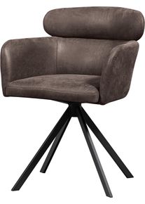 Esszimmerstuhl Woood "Fenne aus Kunstleder mit Drehgestell aus Metall H 80 x B 58 cm", braun (schwarz, schwarz, schwarz), B:58cm H:80cm T:60cm, Polyester, St&uuml;hle, Esszimmerstuhl, (Set, 2 St) Hohe Verschlei&szlig;festigkeit, Breite 58 cm
