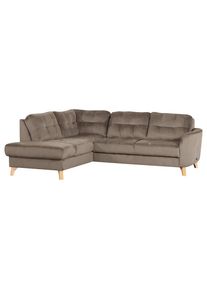 Livetastic , Beige , Textil , Buche , Ottomane links, L-Form , 236x190 cm , Made in EU , seitenverkehrt erh&auml;ltlich, R&uuml;cken echt ,