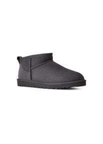 UGG Australia Winterboots UGG "UNISEX, M CLASSIC ULTRA MINI", Herren, Gr. 8 (41), Lammfell, grau (dunkelgrau), Lammfell, Veloursleder, unifarben, Schuhe Winterboots, Schlupfboots, Snowboot, Stiefel mit Lammfellfutter