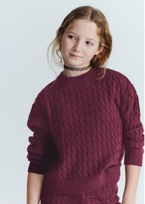Marc O'Polo Rundhalspullover MARC O'POLO "mit Zopfmuster", M&auml;dchen, Gr. 140, rot, Strick, Obermaterial: 60% Baumwolle, 40% Polyacryl, relaxed fit normal, Rundhals, Rippb&uuml;ndchen, Pullover Rundhalspullover