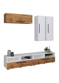 Mid.you , Wei&szlig;, Eichefarben , Holzwerkstoff , 3,3,3,8 F&auml;cher , 190x200x40 cm , Made in EU , stehend, in verschiedenen Holzdekoren erh&auml;ltlich ,