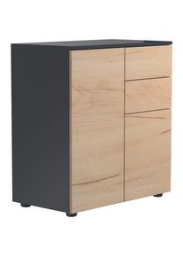 Mid.you , Honigeiche, Anthrazit , Holzwerkstoff , 2 F&auml;cher , 2 Schublade(n) Schubladen , 70x77x39 cm , erweiterbar, stehend ,