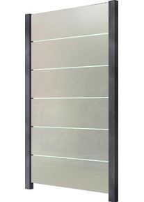 Zaun STAKET PRO, grau, H:188cm L:122cm, Aluminium, Glas, Zaunelemente, Zaun, Glaszaun, Gesamtl&auml;nge: 1,22 m, 2 Pfosten