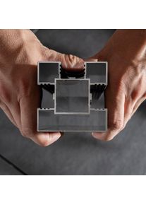 Zaun STAKET PRO, grau (anthrazit), Pfosten: 3 Stk., Aluminium, Glas, Zaunelemente, Zaun, Glaszaun, Gesamtl&auml;nge: 2,212 m, 3 Pfosten