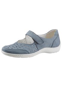 Waldl&auml;ufer Klettschuh WALDL&Auml;UFER "Henni", Damen, Gr. 6 (39), Leder, blau (jeansblau), Nubukleder, Schuhe Klettschuh, Klettschuh, Komfortschuh mit Perforation, H-Weite