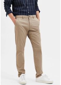 Chinos Selected "SLH175-SLIM NEW MILES FLEX PANT NOOS", Herren, Gr. 36, L&auml;nge 32, beige (greige), Web, Obermaterial: 91% Baumwolle, 6% Polyester, 3% Elasthan, unifarben, slim fit lang, Hosen Chinos, Baumwollmischung, slim fitslim fit