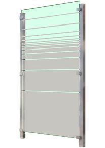 Zaun STAKET PRO, silber (silberfarben), Pfosten: 2 Stk., Edelstahl, Glas, Zaunelemente, Zaun, Glaszaun, Gesamtl&auml;nge: 1,115 m, 2 Pfosten