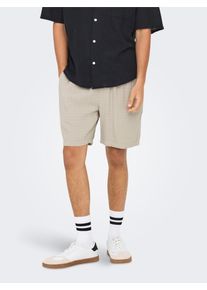 Only & Sons Shorts ONLY & SONS "ONSTEL LINEN LATHAM 0257 SHORTS", Herren, Gr. M, N-Gr, beige (silber lining), Web, Obermaterial: 55% Leinen, 45% Viskose, unifarben, regular fit knielang, Hosen Shorts, Viskose/Leinen, gerade geschnitten
