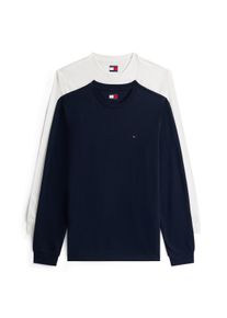 Longsleeve Tommy Jeans "TJM SLIM 2PACK L/S EXT", Herren, Gr. XL, blau (ecru, schwarz night navy), Single Jersey, Obermaterial: 100% Baumwolle, Rundhals, B&uuml;ndchen, Shirts Longsleeve