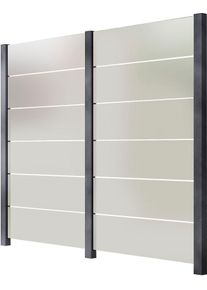 Zaun STAKET PRO, grau, Pfosten: 3 Stk., Aluminium, Glas, Zaunelemente, Zaun, Glaszaun, Gesamtl&auml;nge: 2,17 m, 3 Pfosten