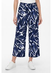 Palazzohose Only "ONLNOVA LIFE CROP PALAZZO PANT AOP PTM", Damen, Gr. S (36), N-Gr, blau (night sky aop:719 monstera), Web, Obermaterial: 100% Viskose, bedruckt, regular fit lang, Hosen Palazzohose, Viskose, regular fit