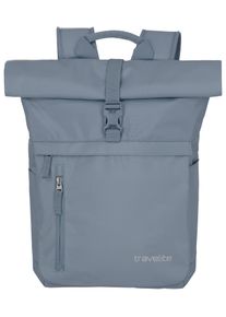 Freizeitrucksack Travelite "BASICS Rollup Rucksack", Damen, Gr. B/H/T: 37cm x 60cm x 16cm, blau (rauchblau), Polyester, unifarben, Rucks&auml;cke Freizeitrucksack, mit variablem Rollup-Verschluss