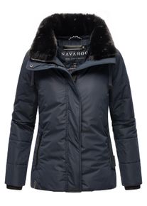Winterjacke Navahoo "Winterjacke Frostii XIV", Damen, Gr. S, blau (navy), Obermaterial: 100% Polyester Pol. recyc.. Obermaterial: Futter: 100% Polyester PES. 100% Polyester Pol. recyc.., gerade h&uuml;ftbedeckend, hoch geschlossener Ausschnitt, eng Rippstrickb&uuml;ndchen, Jacken Winterjacke, modische Damen Winter Steppjacke mit Kunstfellkragen