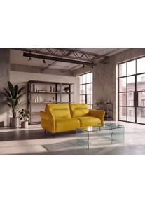 Schlafsofa Egoitaliano "EGO FLY, Made in Italy-Designsofa mit Dauerschlaffunktion,Breite 203cm", gelb, B:203cm H:90cm T:105cm, Sofas, Schlafsofa, Schlafsofa aus Echtleder Bull mit verstellbaren Armlehnen
